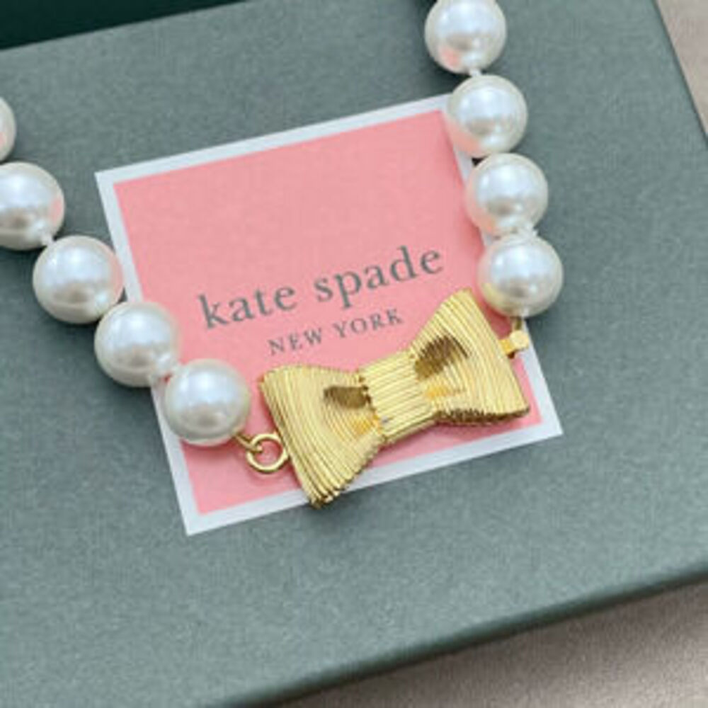 kate spade Gold Plated Pearl Butterfly Bow Necklace